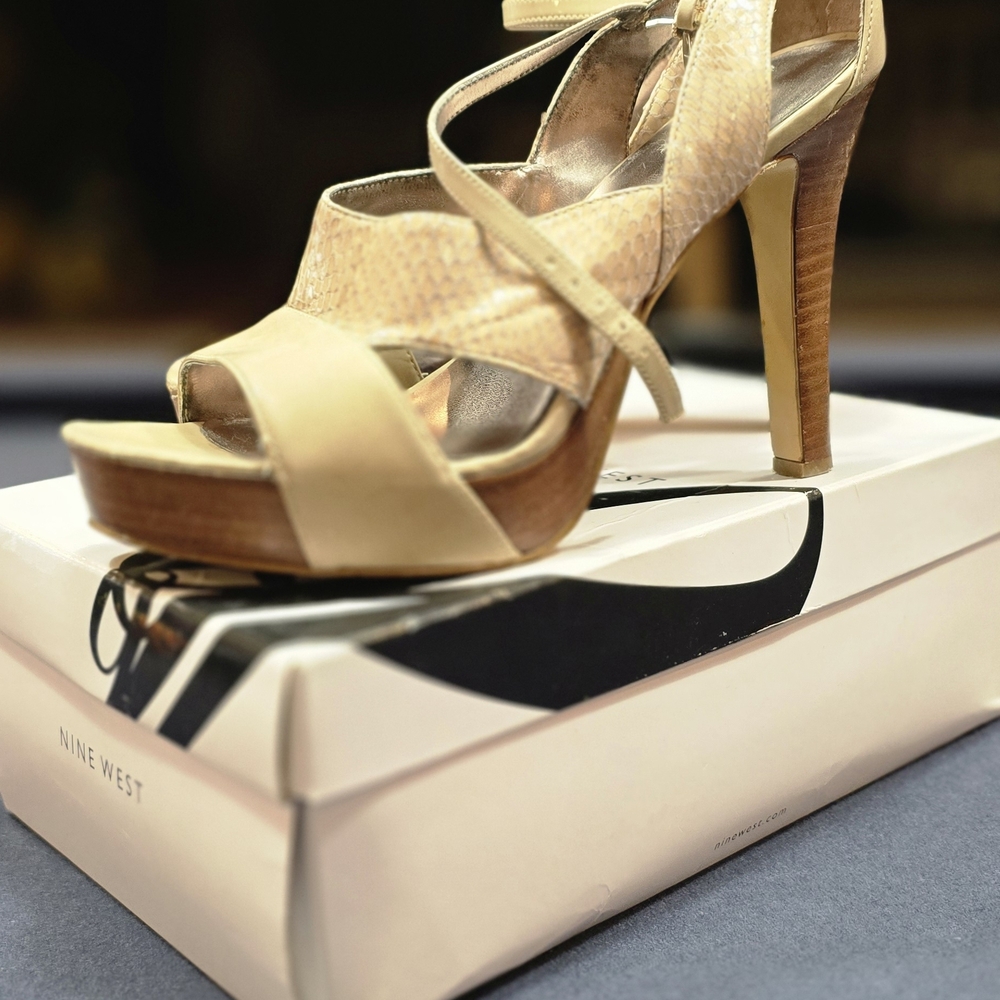 Nine West Beige Strappy Heels
